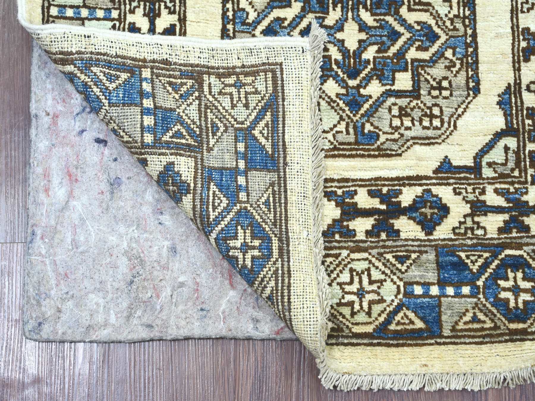 Ersari Tribal & Geometric hand-knotted wool runner in Ivory & Gray, 2'7" x 8'3" — SKU O022842 (view 2)