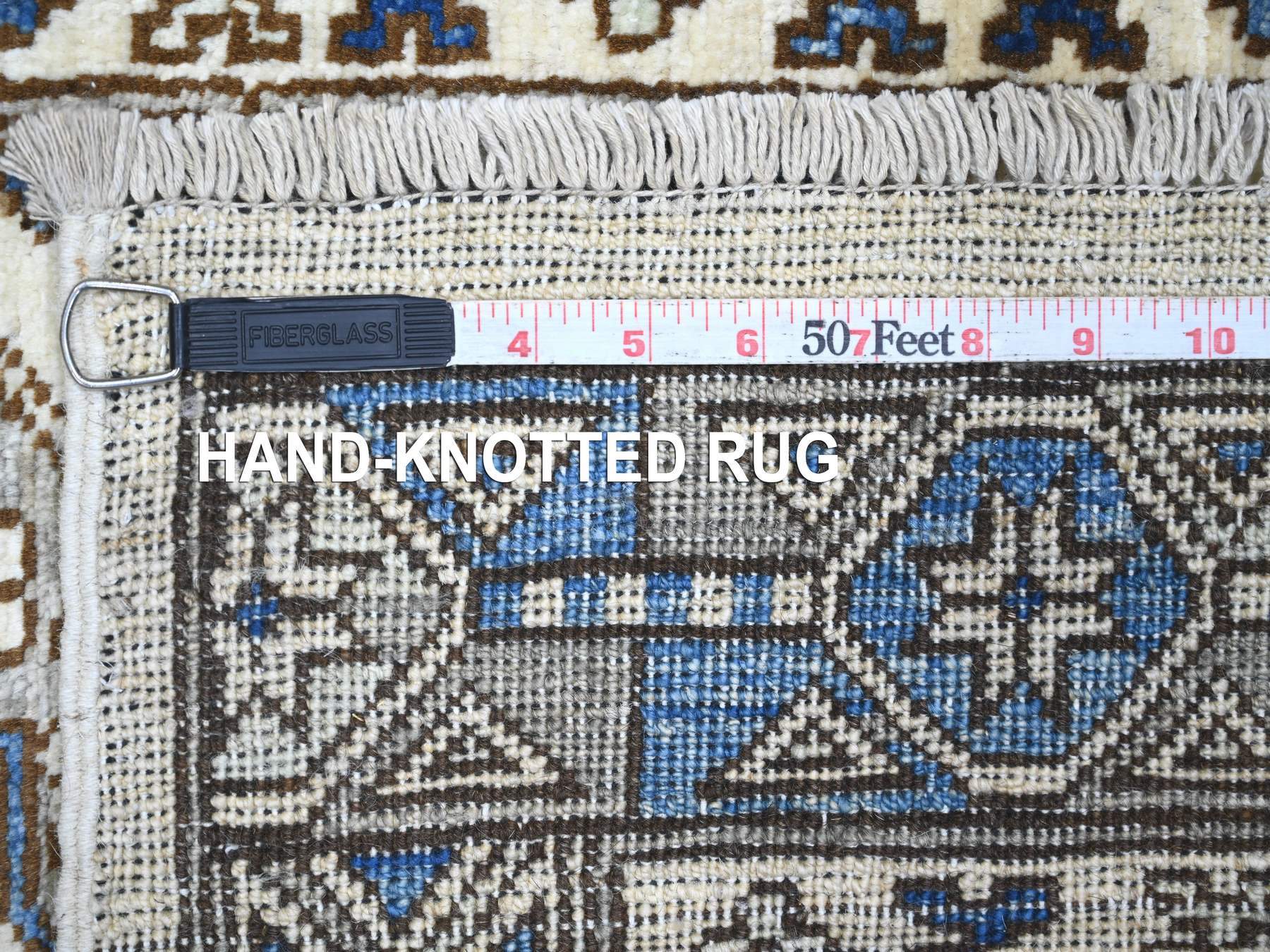 Ersari Tribal & Geometric hand-knotted wool runner in Ivory & Gray, 2'7" x 8'3" — SKU O022842 (view 6)