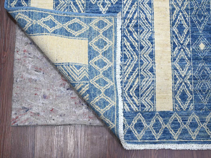 Blue 8'9" x 11'6" Tribal & Geometric Hand knotted Wool Rug - Sku: O022844