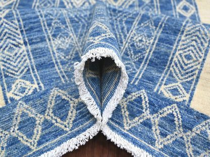 Blue 8'9" x 11'6" Tribal & Geometric Hand knotted Wool Rug - Sku: O022844