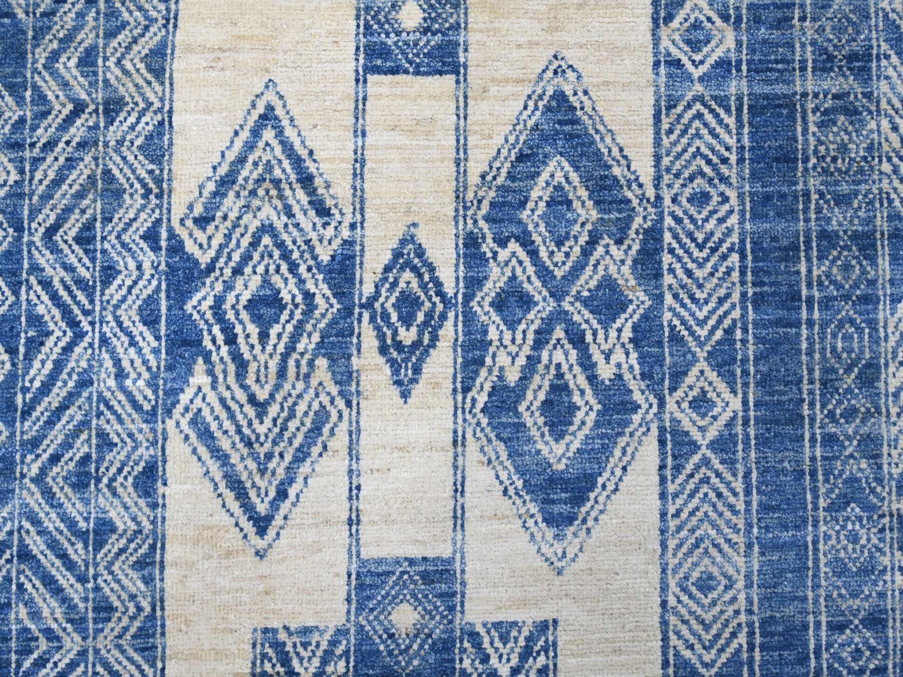 Tribal & Geometric hand-knotted wool rug in Blue, 8'9" x 11'6" — SKU O022844 (view 8)