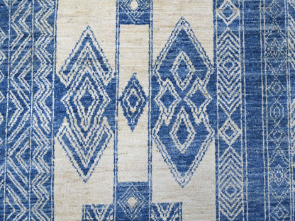 Tribal & Geometric hand-knotted wool rug in Blue, 8'9" x 11'6" — SKU O022844 (view 8)