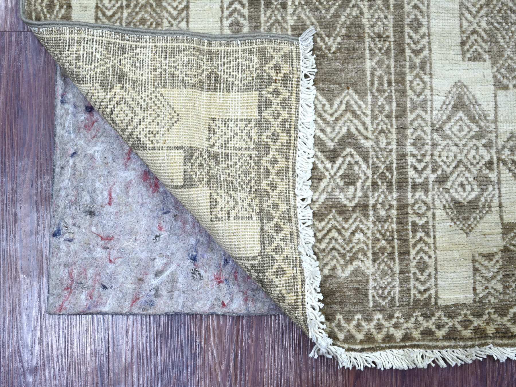 Brown 2'5" x 7'6" Oushak And Peshawar Hand knotted Wool Rug - Sku: O022845
