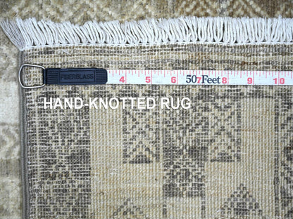 Brown 2'5" x 7'6" Oushak And Peshawar Hand knotted Wool Rug - Sku: O022845