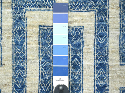 Blue 4'0" x 5'9" Oushak And Peshawar Hand knotted Wool Rug - Sku: O022846