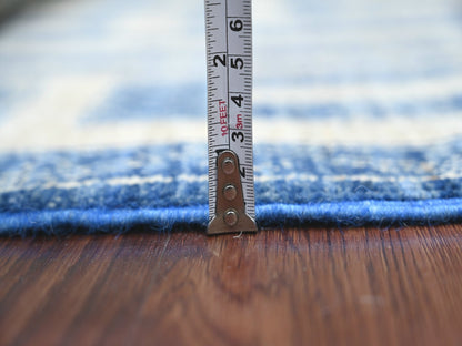 Blue 4'0" x 5'9" Oushak And Peshawar Hand knotted Wool Rug - Sku: O022846