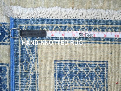 Blue 4'0" x 5'9" Oushak And Peshawar Hand knotted Wool Rug - Sku: O022846