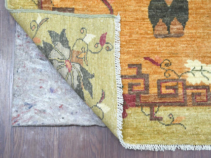 Brown 3'0" x 11'9" Oushak And Peshawar Hand knotted Wool Rug - Sku: O022849