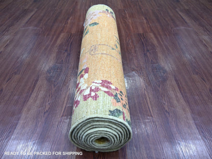 Brown 3'0" x 11'9" Oushak And Peshawar Hand knotted Wool Rug - Sku: O022849