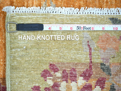 Brown 3'0" x 11'9" Oushak And Peshawar Hand knotted Wool Rug - Sku: O022849
