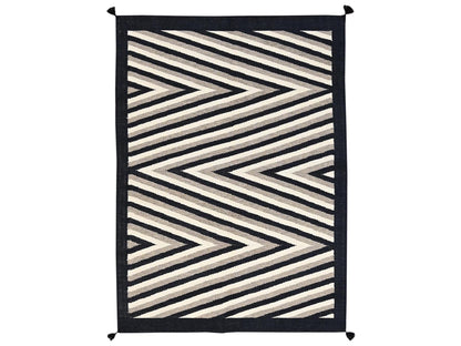 Flat-Weave hand-knotted wool rug in Brown & Black, 5' x 6'11" — SKU O02284