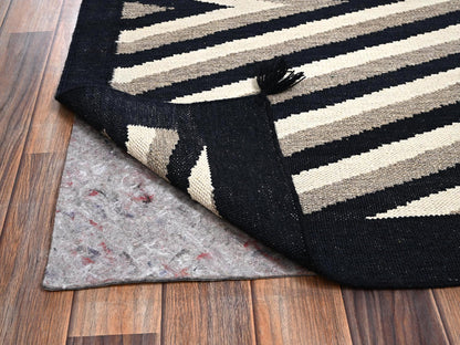 Brown 5'0" x 6'11" Flat Weave Hand woven Wool Rug - Sku: O02284