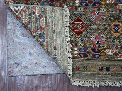 Kazak Tribal & Geometric hand-knotted wool runner in Gray, 2'10" x 8'2" — SKU O022857 (view 2)