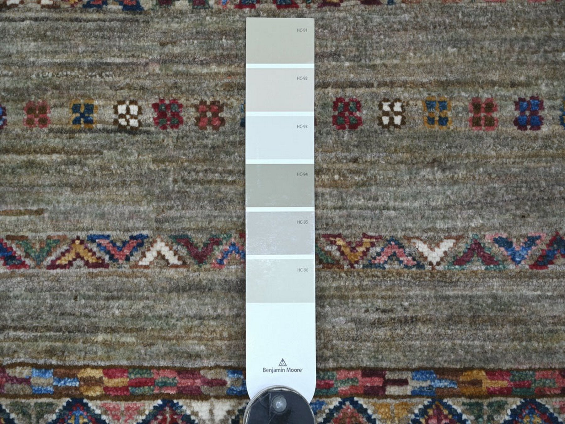 Kazak Tribal & Geometric hand-knotted wool runner in Gray, 2'10" x 8'2" — SKU O022857 (view 3)