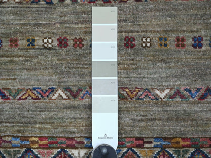 Kazak Tribal & Geometric hand-knotted wool runner in Gray, 2'10" x 8'2" — SKU O022857 (view 3)