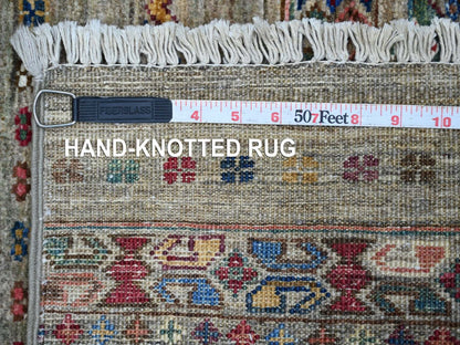 Kazak Tribal & Geometric hand-knotted wool runner in Gray, 2'10" x 8'2" — SKU O022857 (view 6)