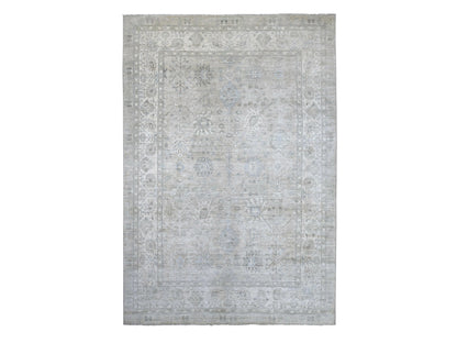 Mahal Oushak hand-knotted wool rug in Gray & Ivory, 9'10" x 13'11" — SKU O022859