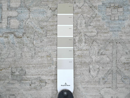 Mahal Oushak hand-knotted wool rug in Gray & Ivory, 9'10" x 13'11" — SKU O022859 (view 7)