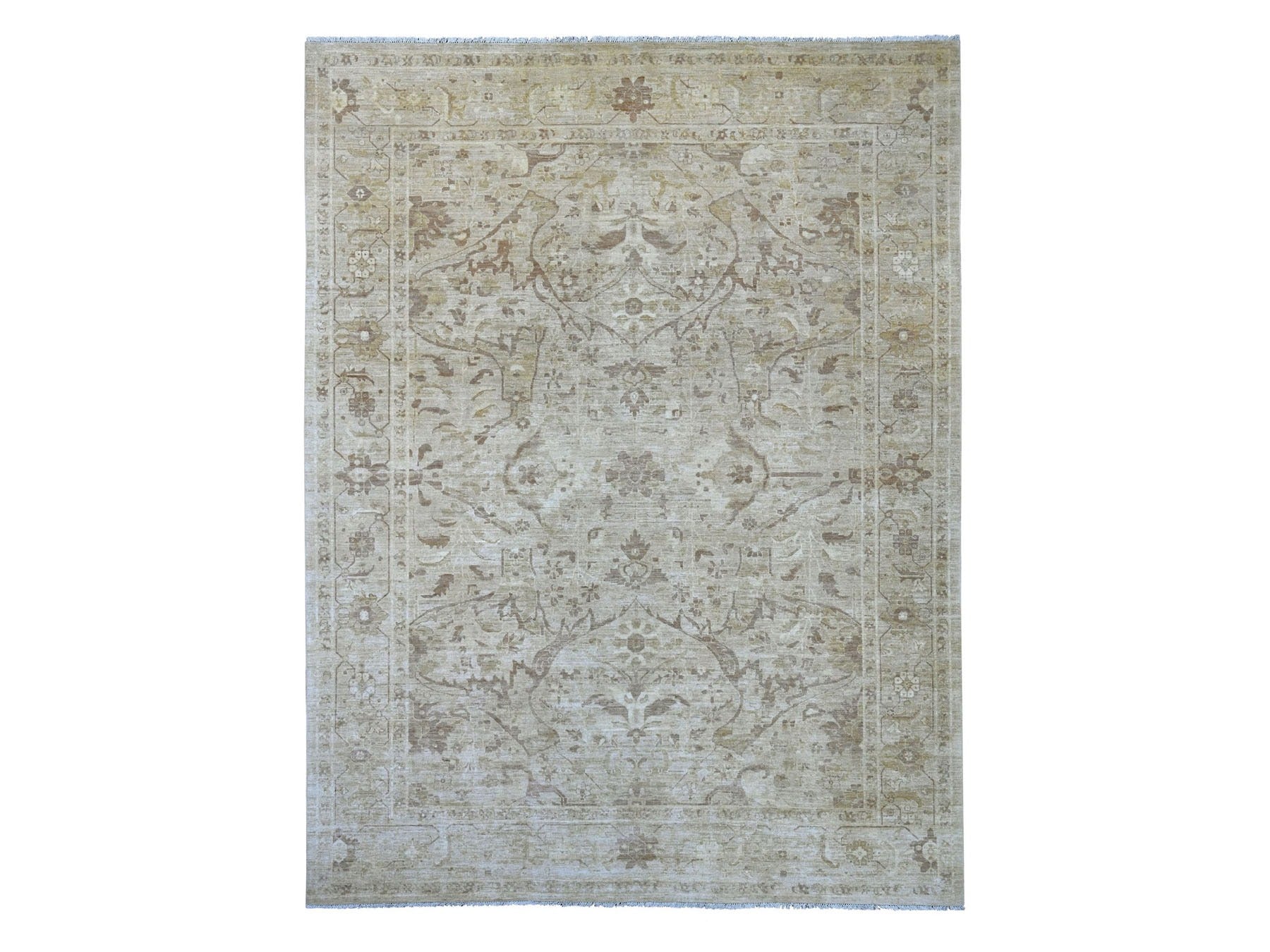 Peshawar Tribal & Geometric hand-knotted wool rug in Gray, 9'2" x 11'9" — SKU O022862