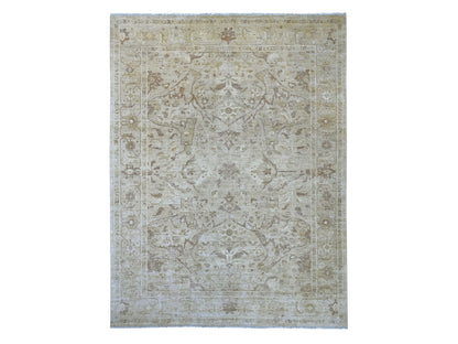 Peshawar Tribal & Geometric hand-knotted wool rug in Gray, 9'2" x 11'9" — SKU O022862
