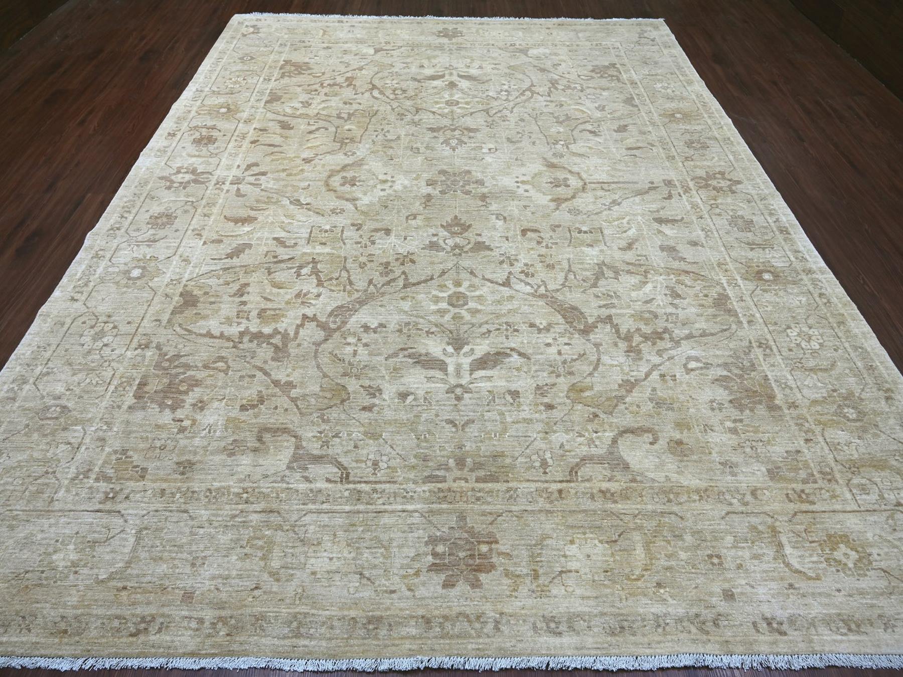 Peshawar Tribal & Geometric hand-knotted wool rug in Gray, 9'2" x 11'9" — SKU O022862 (view 2)