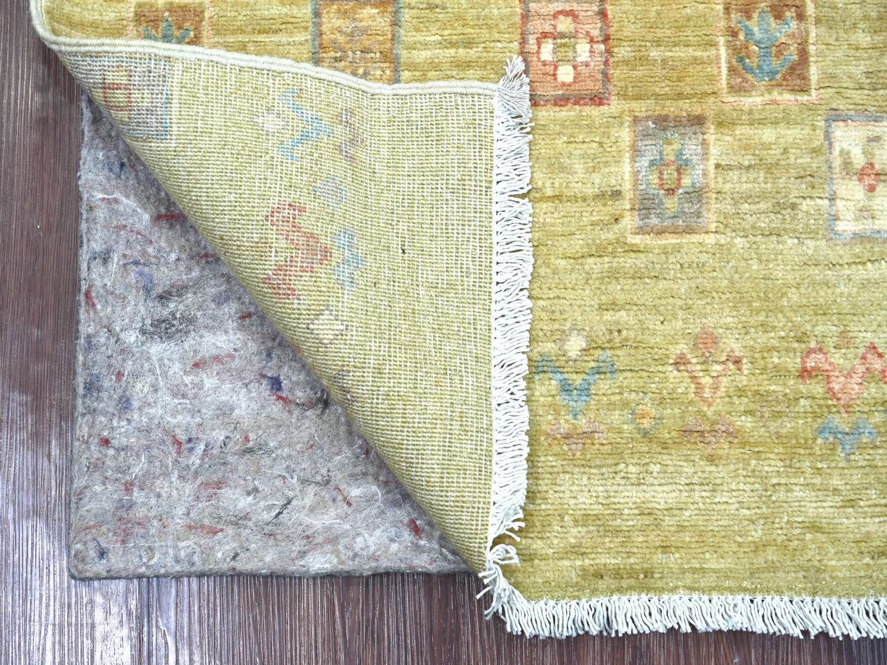 Gabbeh Tribal & Geometric hand-knotted wool runner in Green, 2'6" x 5'9" — SKU O022866 (view 2)