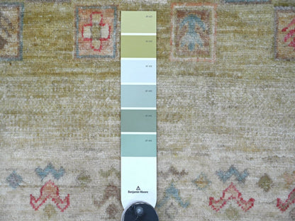 Gabbeh Tribal & Geometric hand-knotted wool runner in Green, 2'6" x 5'9" — SKU O022866 (view 3)
