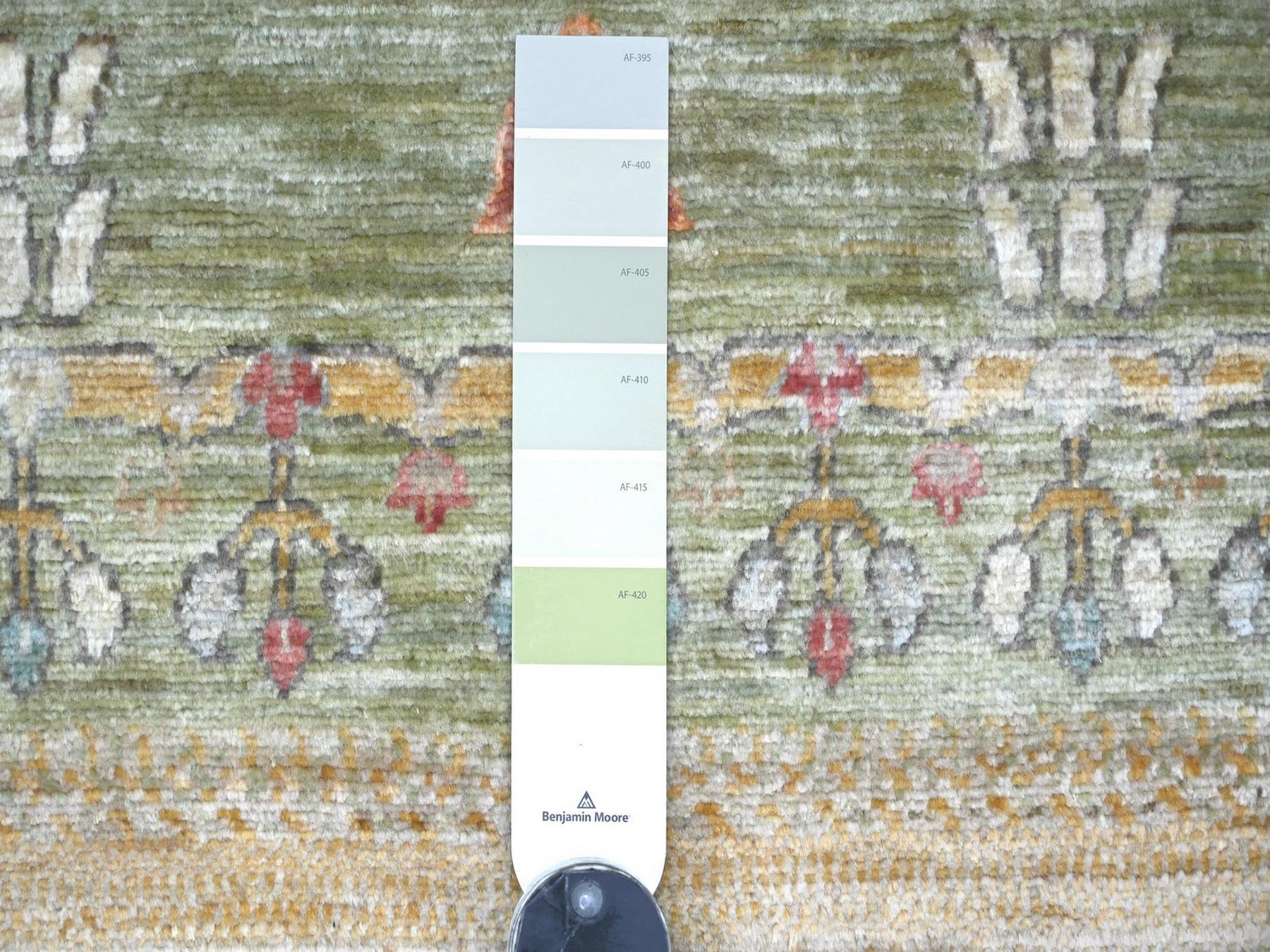 Gabbeh Tribal & Geometric hand-knotted wool rug in Green, 3'11" x 5'10" — SKU O022868 (view 3)