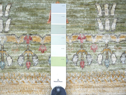 Gabbeh Tribal & Geometric hand-knotted wool rug in Green, 3'11" x 5'10" — SKU O022868 (view 3)
