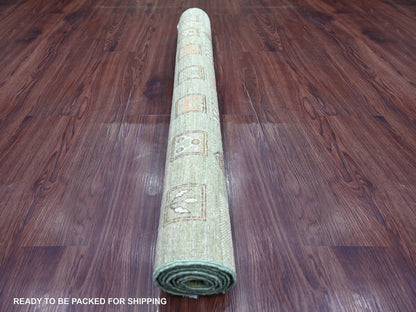 Gabbeh Tribal & Geometric hand-knotted wool rug in Green, 3'11" x 5'10" — SKU O022868 (view 4)