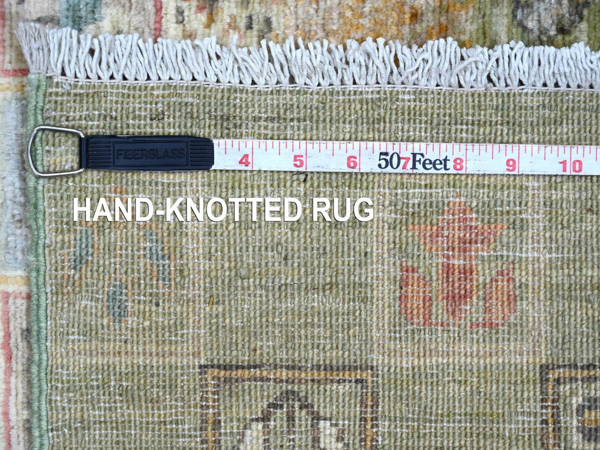 Gabbeh Tribal & Geometric hand-knotted wool rug in Green, 3'11" x 5'10" — SKU O022868 (view 6)