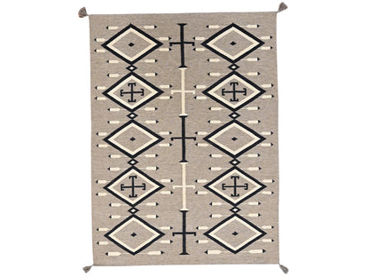Brown 5'2" x 7'0" Flat Weave Hand woven Wool Rug - Sku: O02286