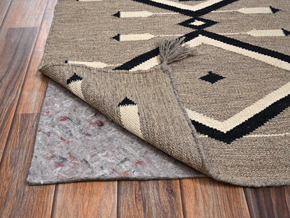 Brown 5'2" x 7'0" Flat Weave Hand woven Wool Rug - Sku: O02286