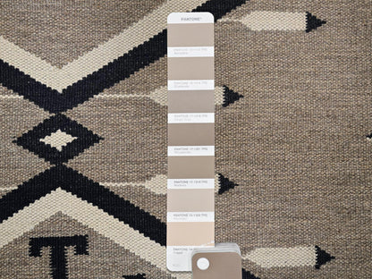 Brown 5'2" x 7'0" Flat Weave Hand woven Wool Rug - Sku: O02286