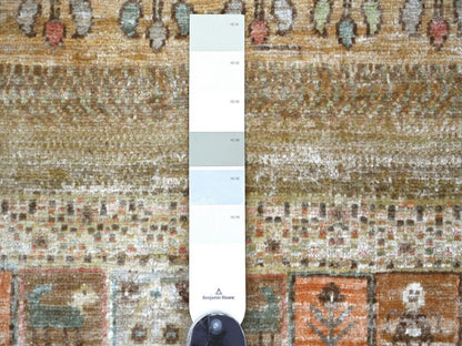 Brown 4'0" x 5'7" Tribal & Geometric Hand knotted Wool Rug - Sku: O022870