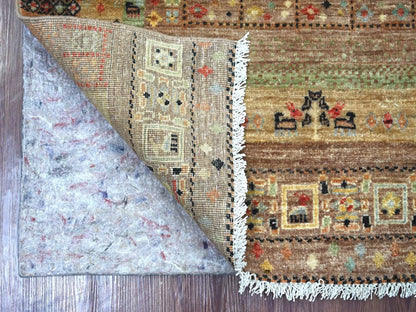 Brown 4'0" x 5'10" Tribal & Geometric Hand knotted Wool Rug - Sku: O022871