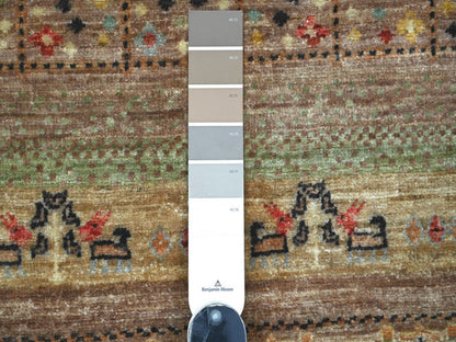 Brown 4'0" x 5'10" Tribal & Geometric Hand knotted Wool Rug - Sku: O022871