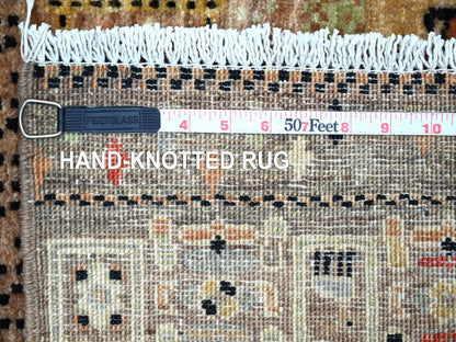 Brown 4'0" x 5'10" Tribal & Geometric Hand knotted Wool Rug - Sku: O022871