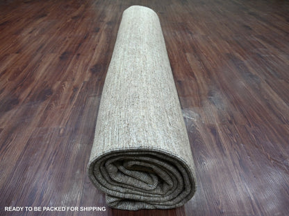 Brown 11'8" x 15'3" Modern and Contemporary Hand knotted Wool Rug - Sku: O022872