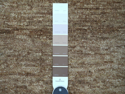 Brown 2'7" x 11'2" Modern and Contemporary Hand knotted Wool Rug - Sku: O022875