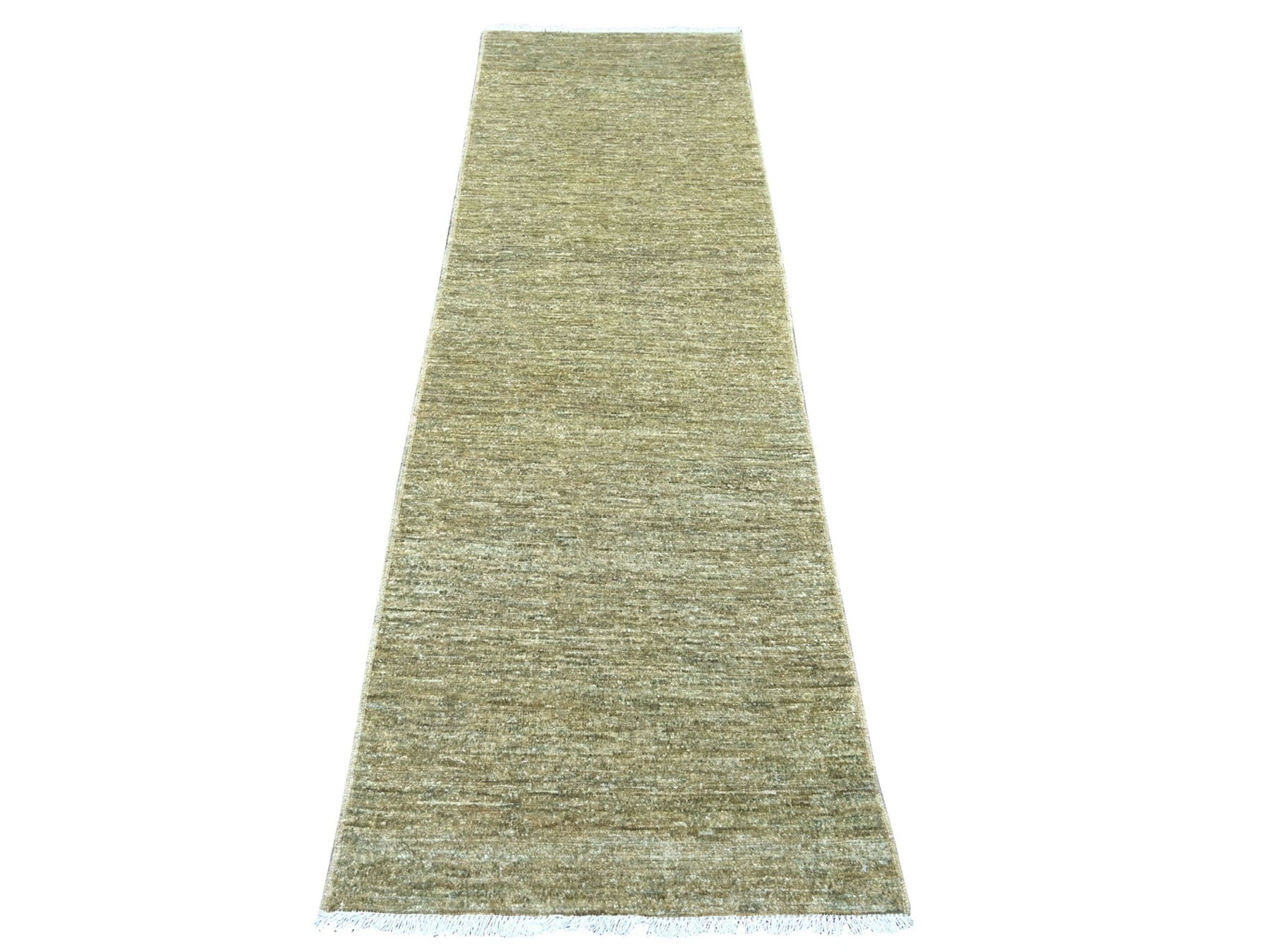 Green 2'5" x 7'6" Modern and Contemporary Hand knotted Wool Rug - Sku: O022876