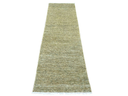 Green 2'5" x 7'6" Modern and Contemporary Hand knotted Wool Rug - Sku: O022876