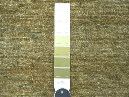 Green 2'5" x 7'6" Modern and Contemporary Hand knotted Wool Rug - Sku: O022876