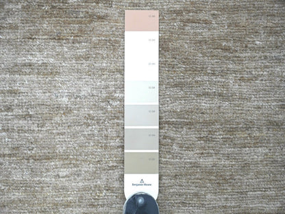 Brown 2'5" x 11'4" Modern and Contemporary Hand knotted Wool Rug - Sku: O022877
