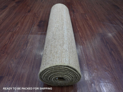 Brown 2'5" x 11'4" Modern and Contemporary Hand knotted Wool Rug - Sku: O022877