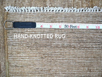 Brown 2'5" x 11'4" Modern and Contemporary Hand knotted Wool Rug - Sku: O022877