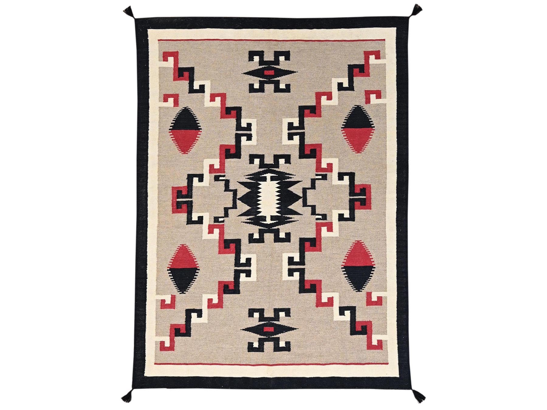 Brown 5'1" x 7'2" Flat Weave Hand woven Wool Rug - Sku: O02287