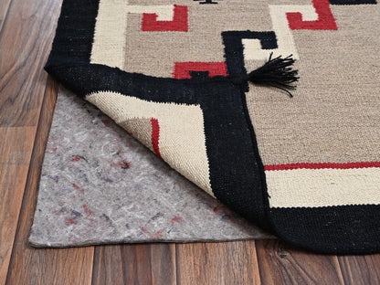 Brown 5'1" x 7'2" Flat Weave Hand woven Wool Rug - Sku: O02287