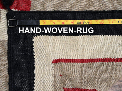 Brown 5'1" x 7'2" Flat Weave Hand woven Wool Rug - Sku: O02287