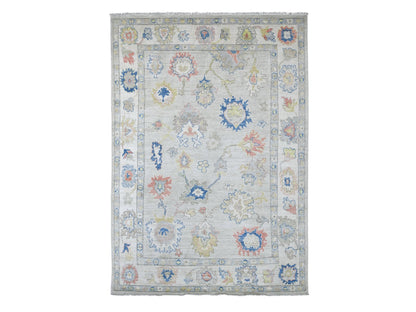 Grey 6'2" x 8'10" Oushak And Peshawar Hand knotted Wool Rug - Sku: O022881